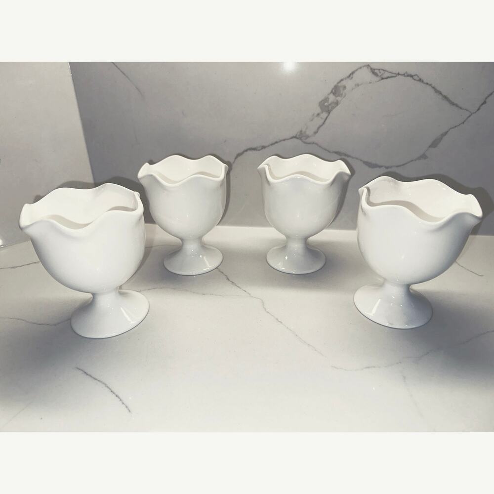 Vintage Set of 4 Porcelain Ice Cream Cups Una Porcelain by Norpro Tulip Dessert